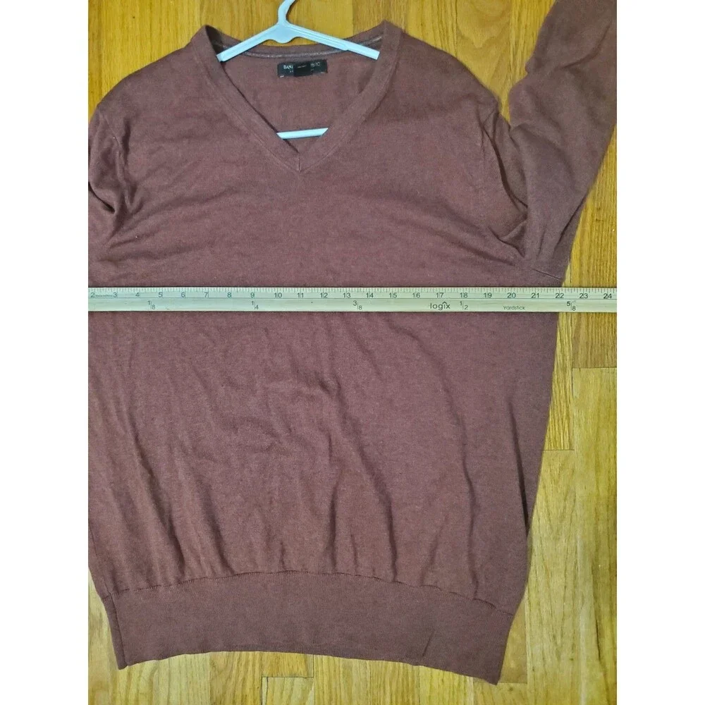 Banana Republic Sweater Mens Extra Large Brown Silk Blend Pullover V-Neck Casual
